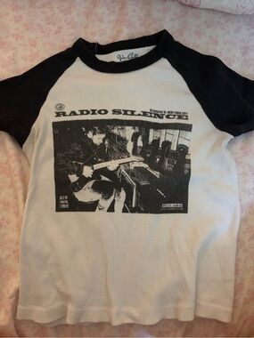 John Galt Radio Silence Raglan Tee in White & Black